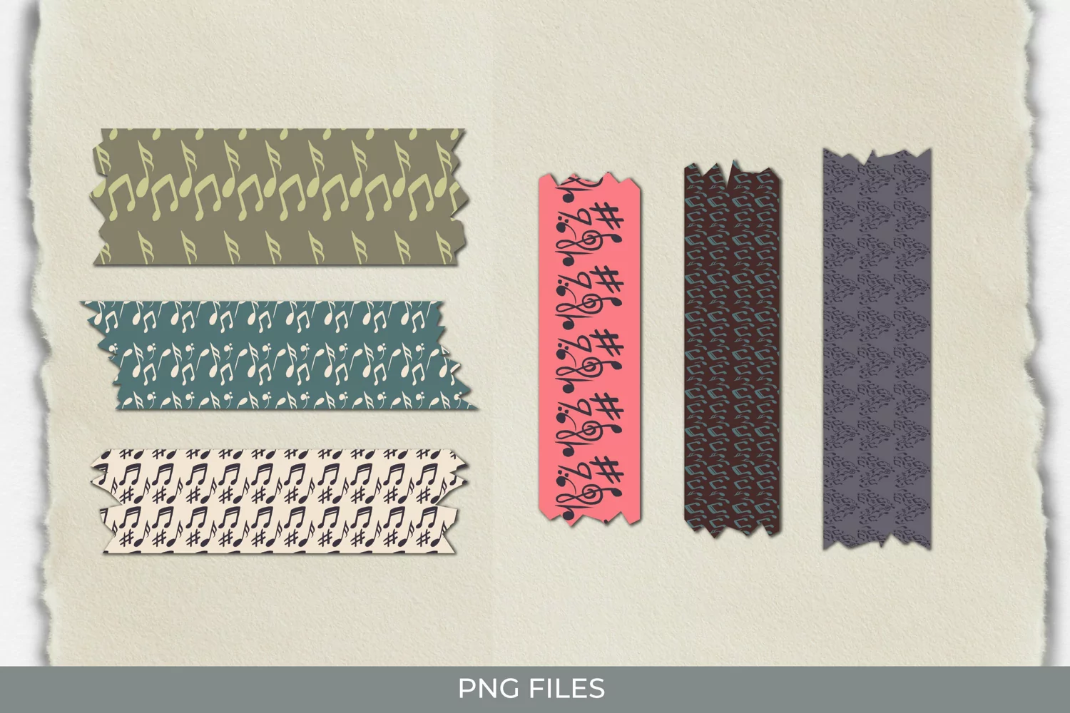 Music Notes with Vintage Color Seamless Patterned Tape product image 1