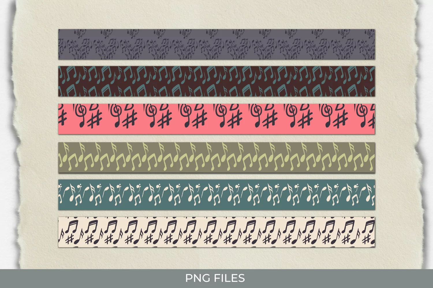 Music Notes with Vintage Color Seamless Seamless Strips product image 1