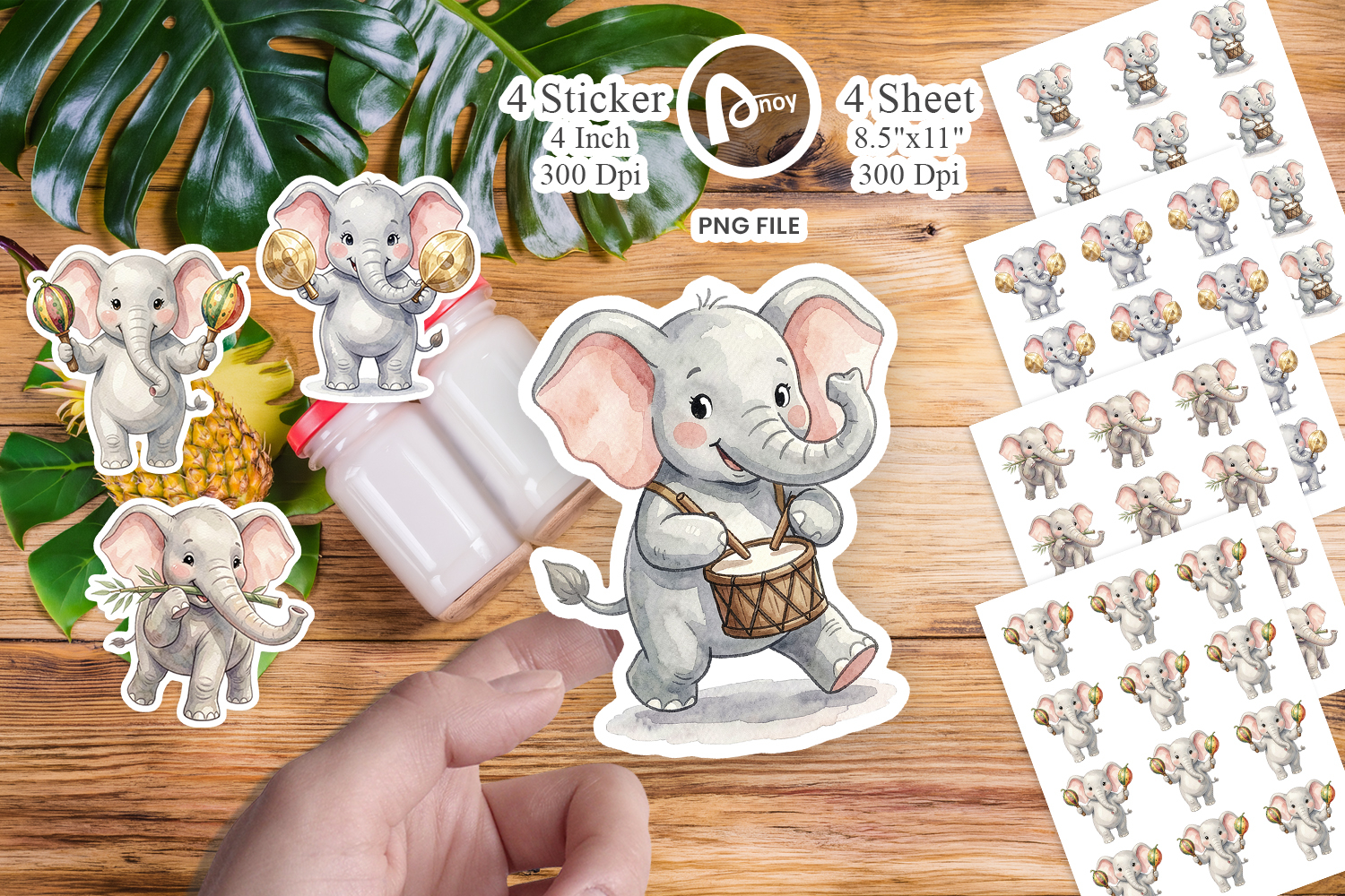 Musical Jungle Elephant Sticker product image 1
