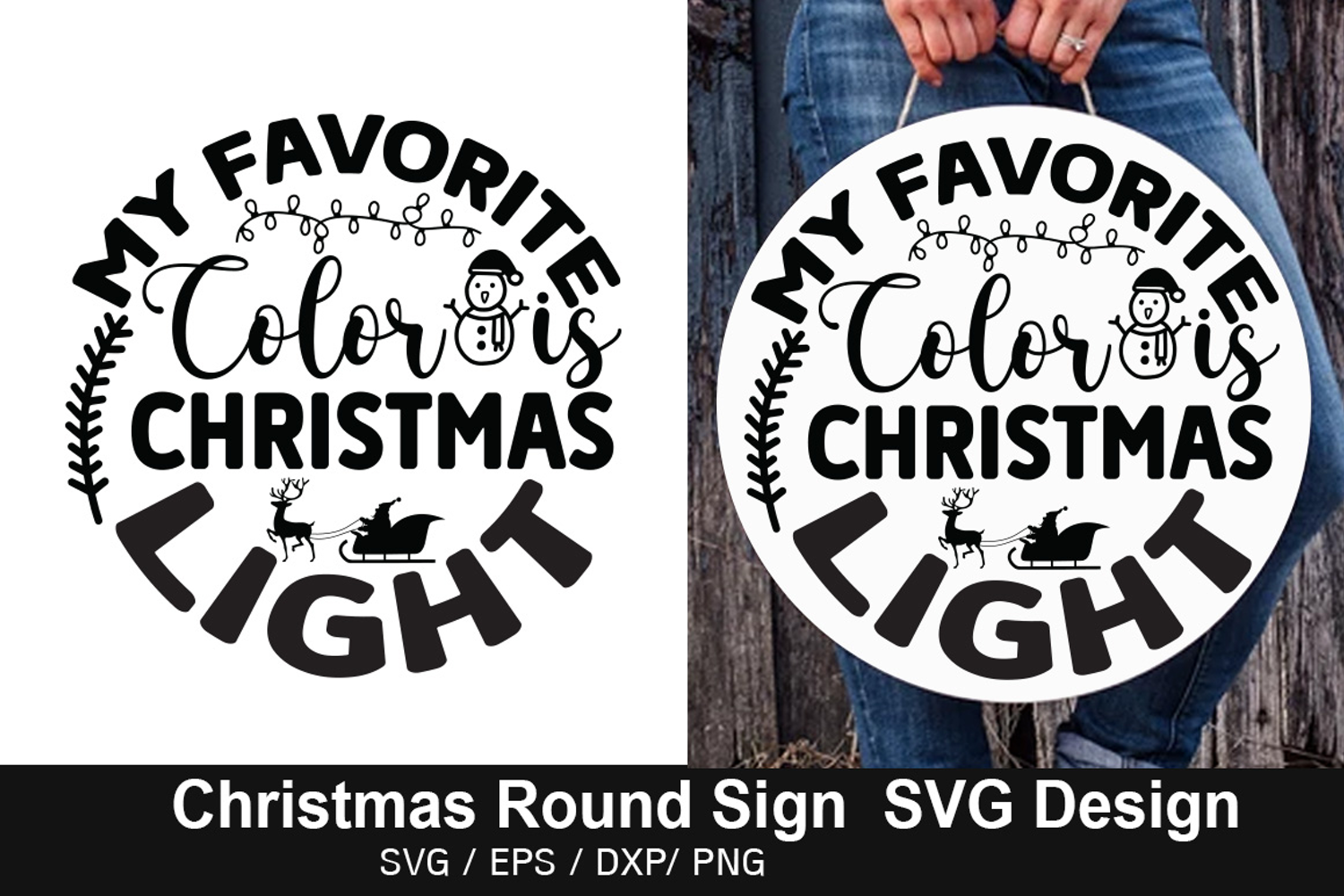 My Favorite Color is SVG - Christmas Round Sign Design product image 1