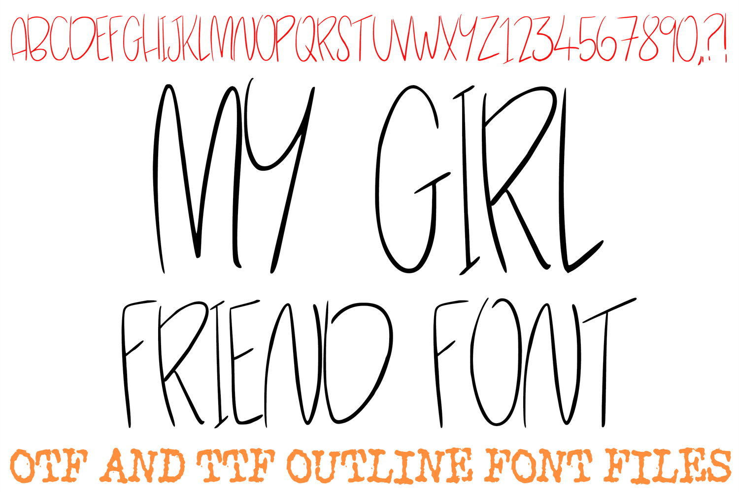My Girl Friend Font Handwriting Doodle Lettering ABC OTF Type by Squeeb Creative