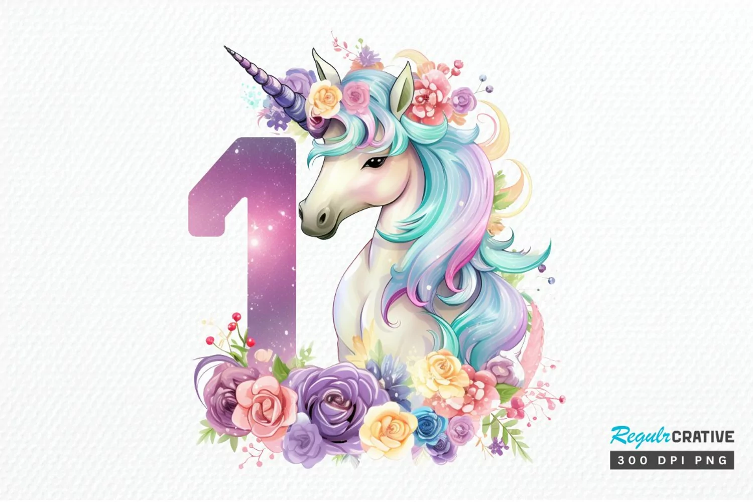 Number Unicorn Birthday PNG Clipart product image 1