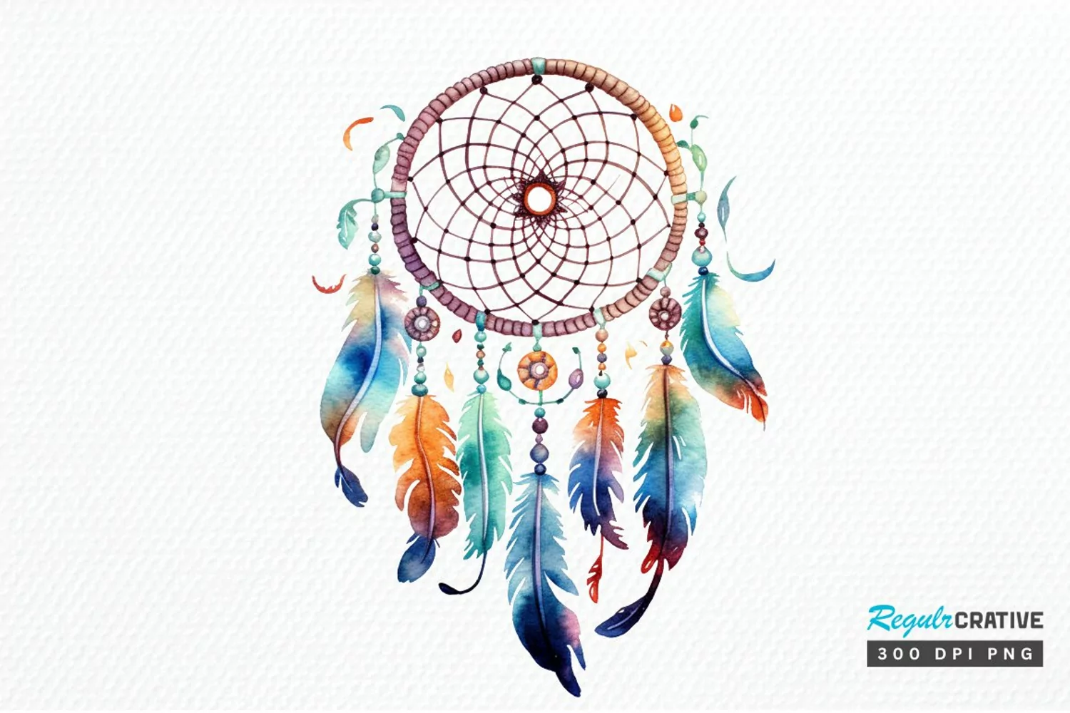 Native American Dreamcatcher Watercolor PNG Clipart product image 1