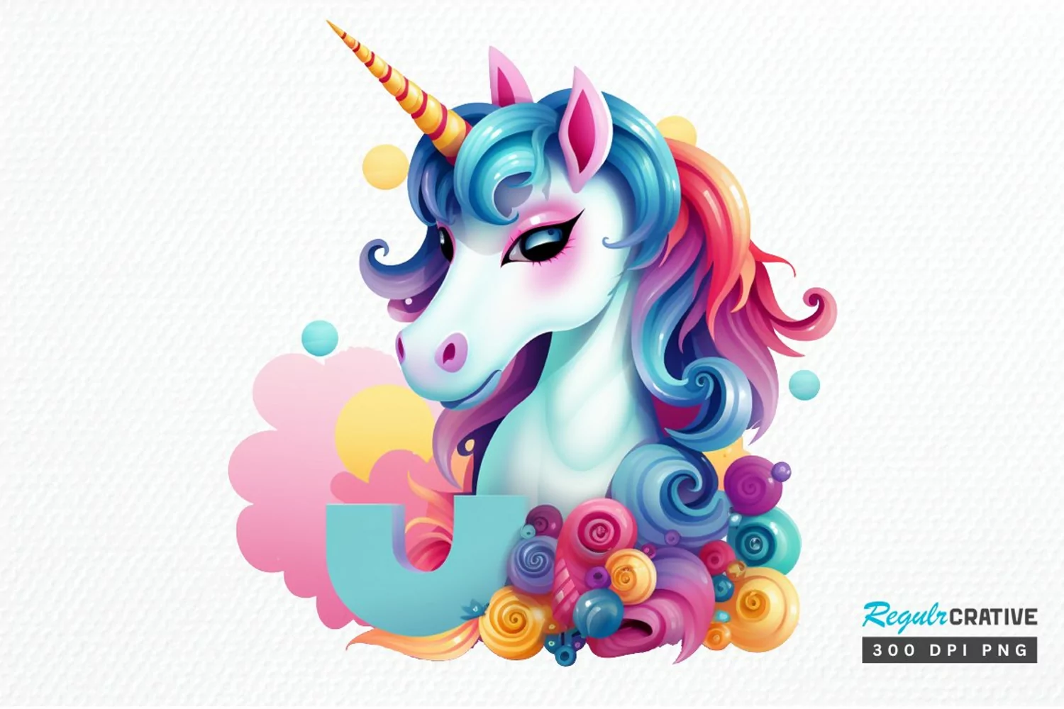 Number Unicorn Birthday PNG Clipart product image 1