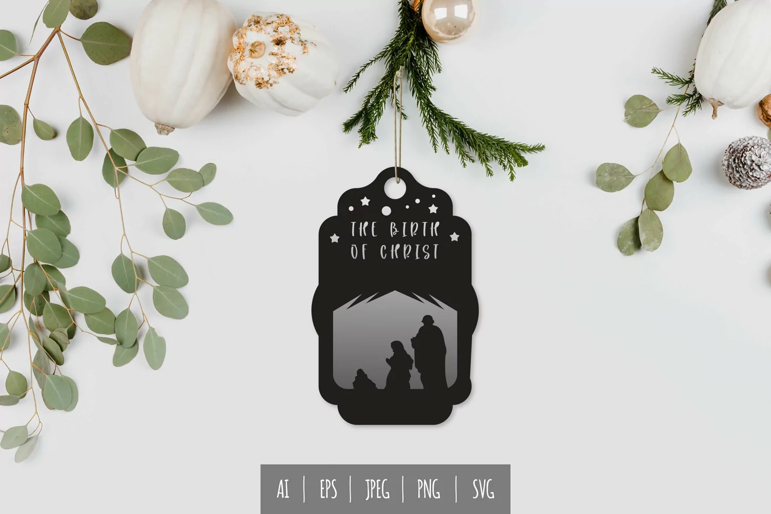 Birth of Christ on Stable Christmas Tag product image 1