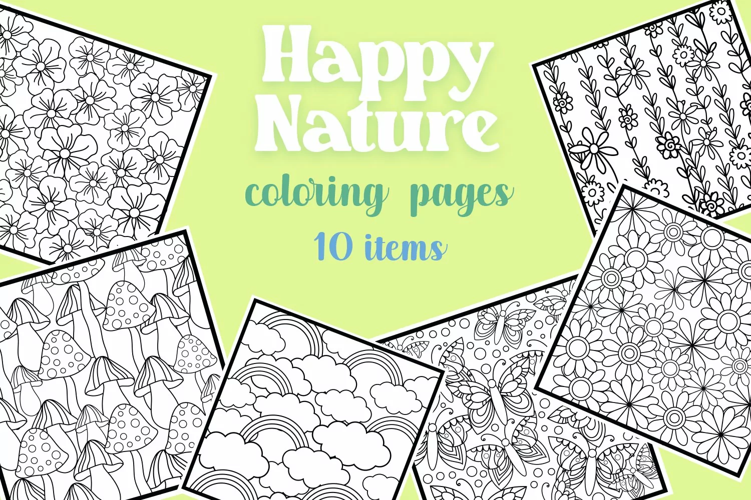 Happy Nature Coloring Pages - 10 items product image 1