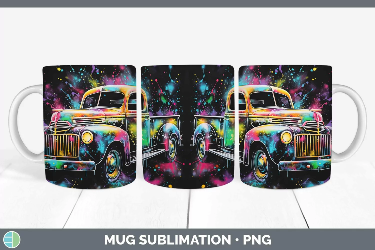 GorgeousNeon Christmas Mug Wrap design.