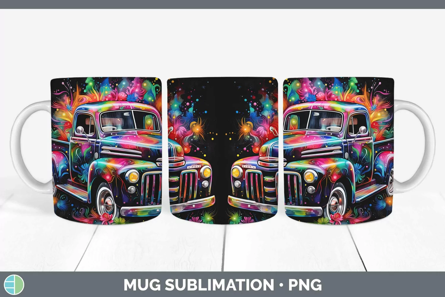 GorgeousNeon Christmas Mug Wrap design.