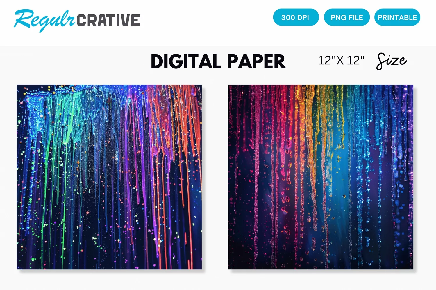 Neon Colored Electric Rain Seamless Digital Paper product image 1
