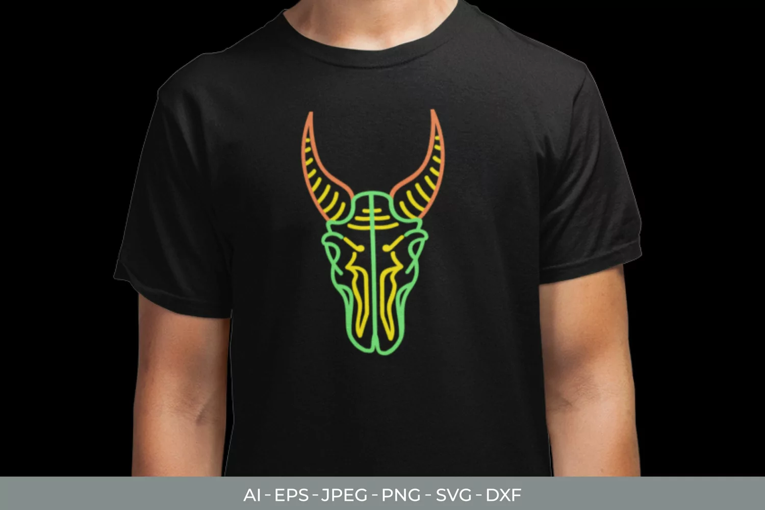 Neon Coloured Line Art Goat Skull SVG product image 1
