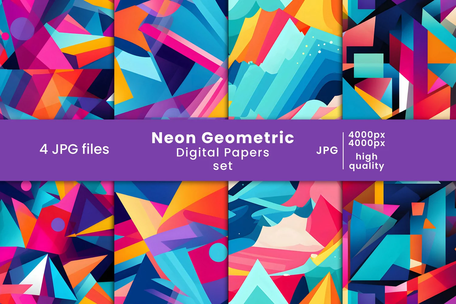 geometric digital paper, geometric pattern, colorful pattern, colorful, abstract digital paper, set,