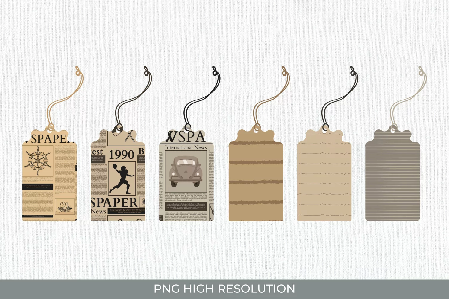 Newspaper Face Patterned Shaped Tags product image 1