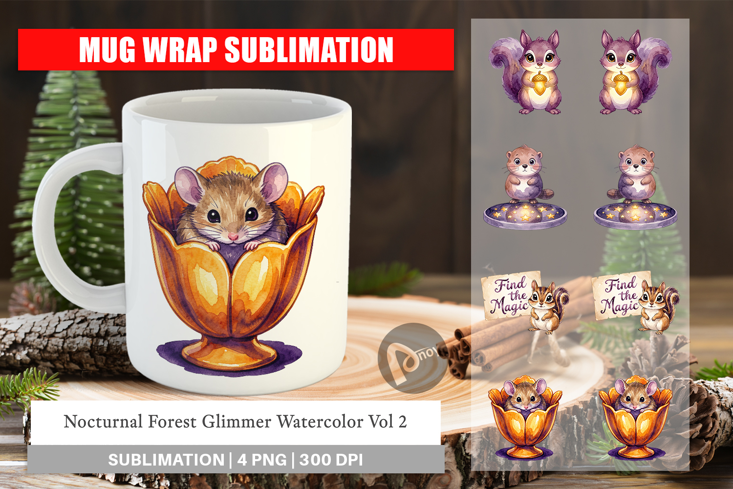 Nocturnal Forest Glimmer Mug Wrap product image 1