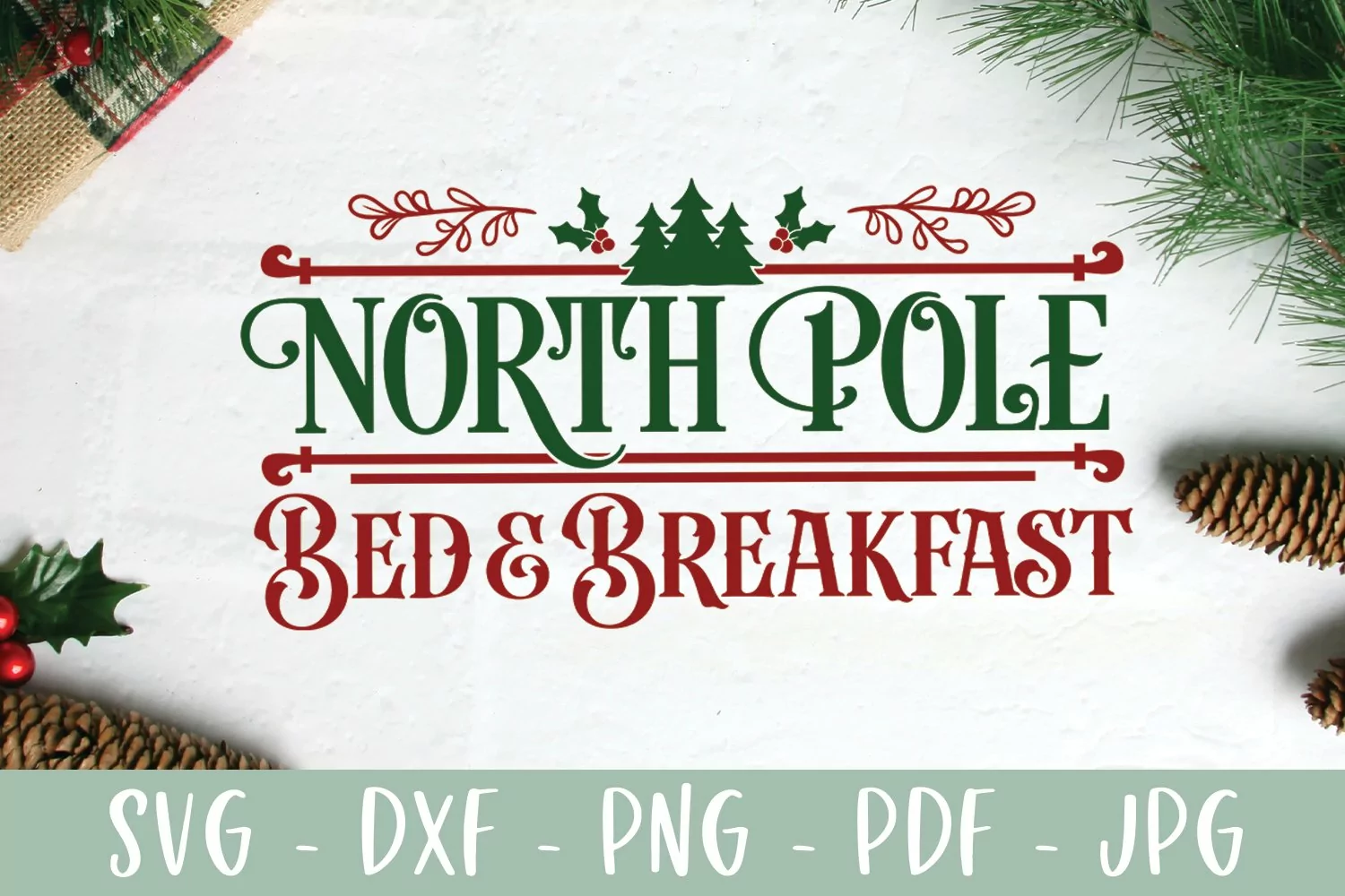 North Pole Bed and Breakfast Christmas Sign SVG product image 1