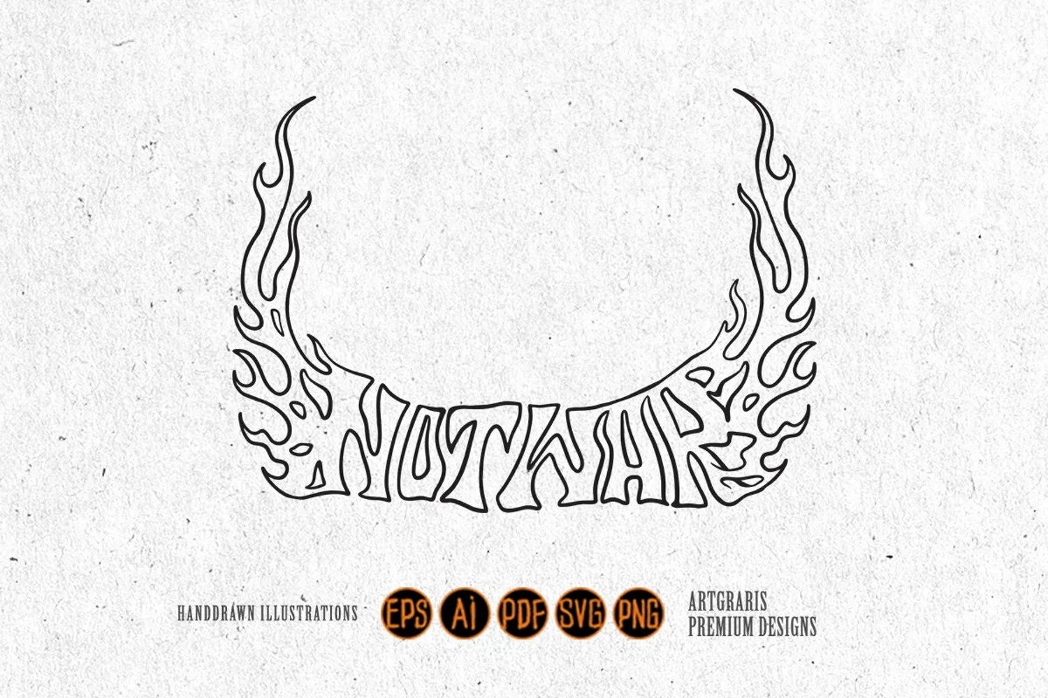 Not war typeface word flaming letter effect illustrations product image 1