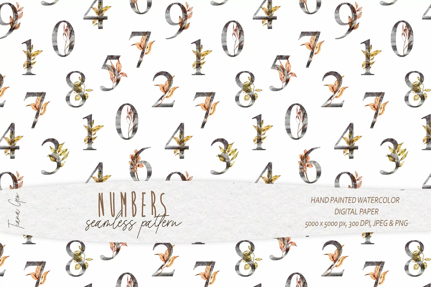 Alphabet and numbers seamless pattern/ Digital paper product image 1