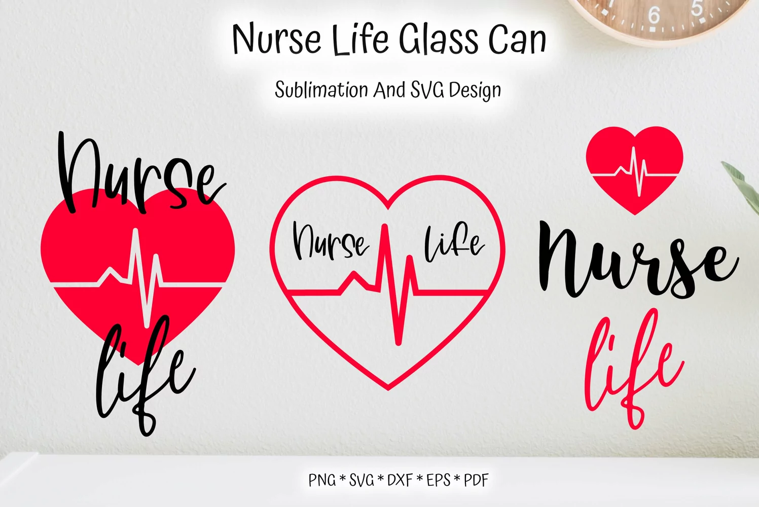 nurse life with heartbeat svg and sublimation design for libbey beer can glass