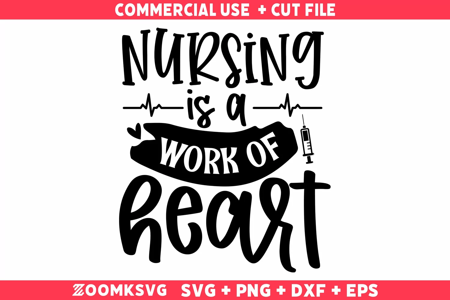 Nursing is a work of heart SVG | Nurse SVG | Nurse Quotes product image 1