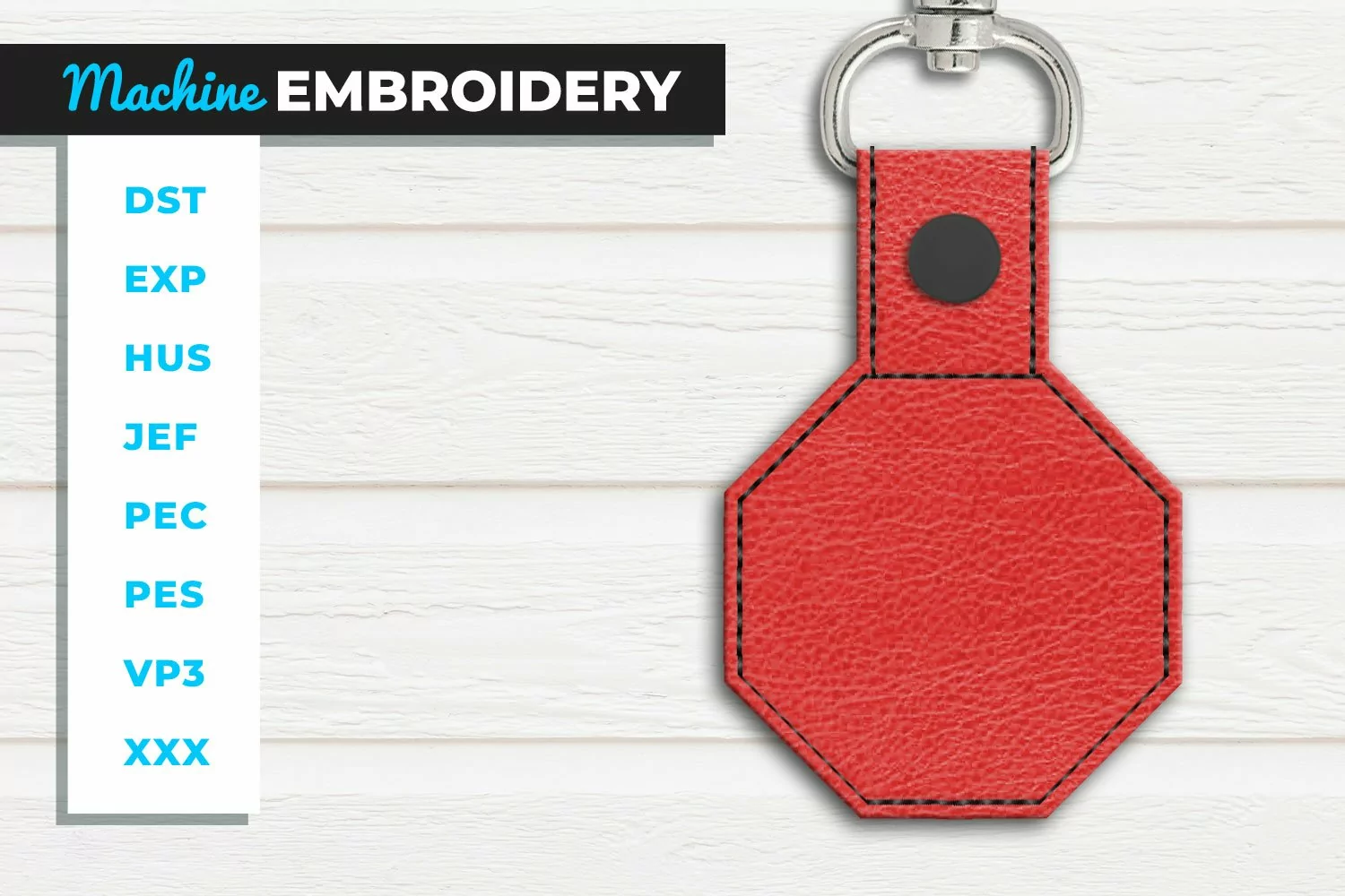 Octagon Blank Key Fob - ITH - In the Hoop Embroidery product image 1