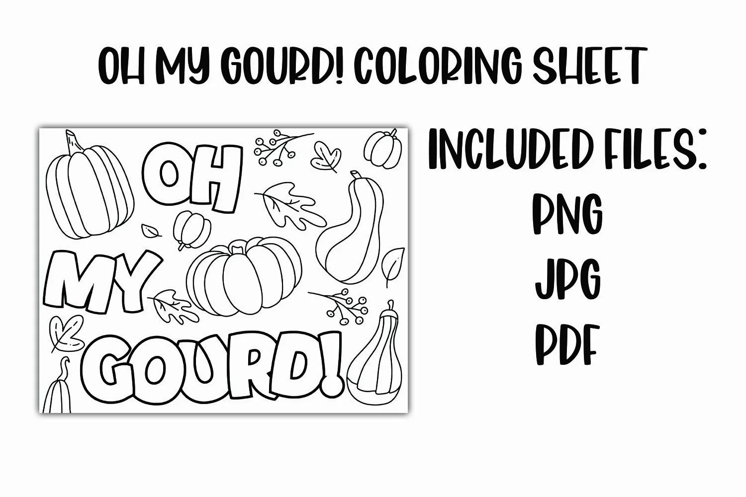 Oh My Gourd! Thanksgiving Coloring Sheet for Adults product image 1