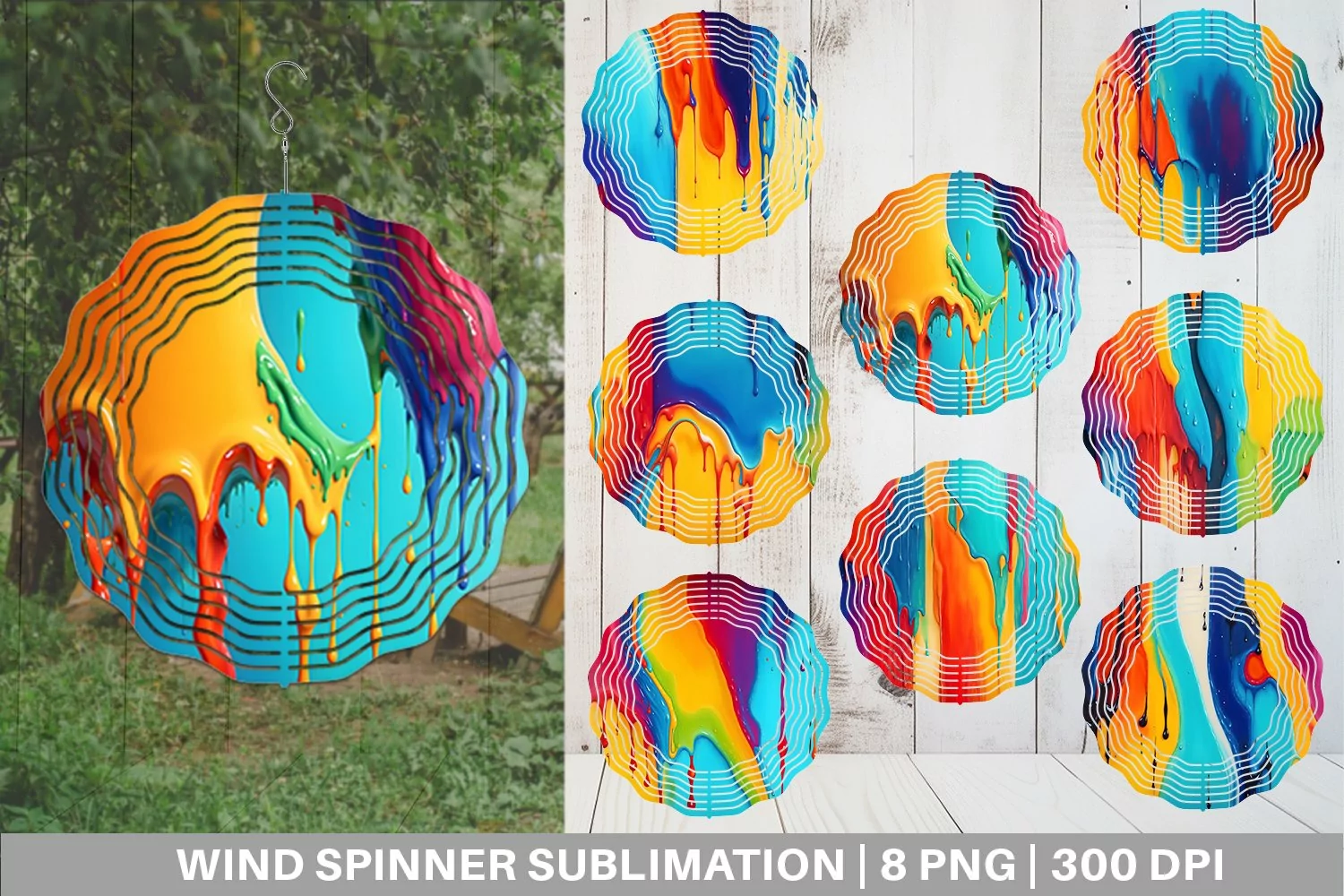 Oil Painting Dripping Wind Spinner | Sublimation Spinner Des product image 1