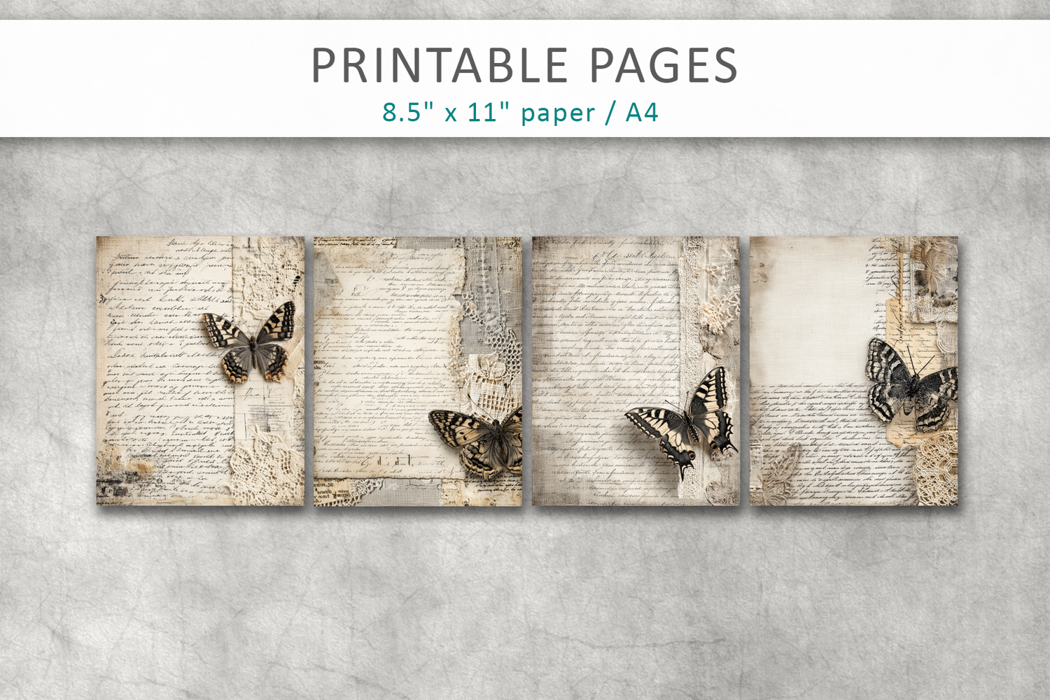 old paper junk journal pages, vintage ephemera product image 1