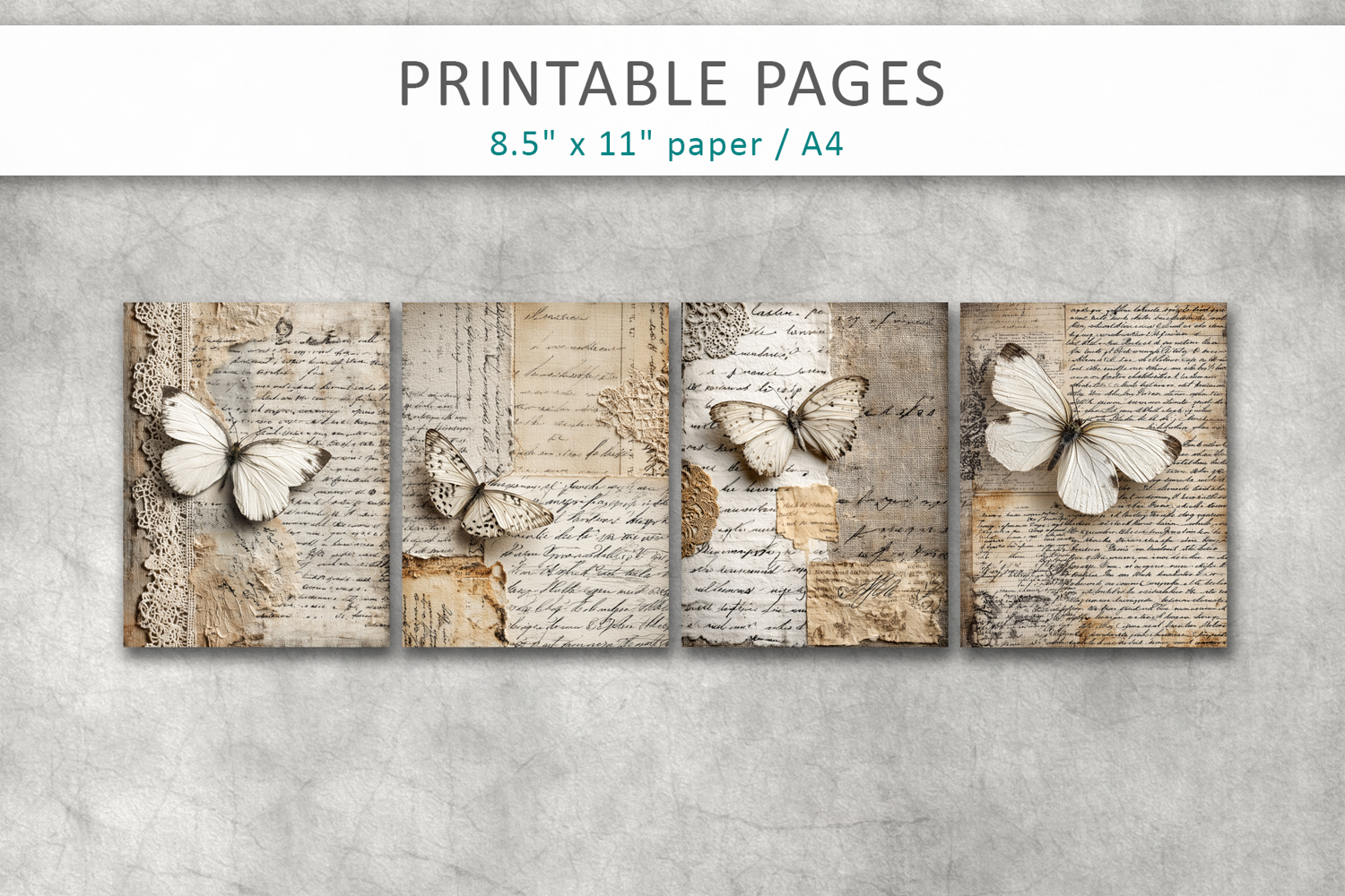 antique paper junk journal pages, paper craft product image 1