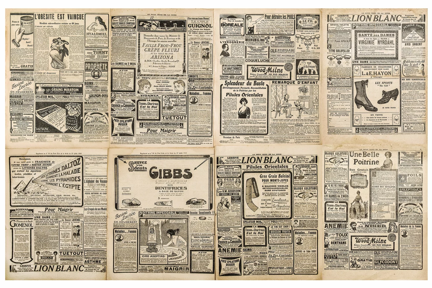 Old newspaper vintage advertising Used paper texture Digital paper background