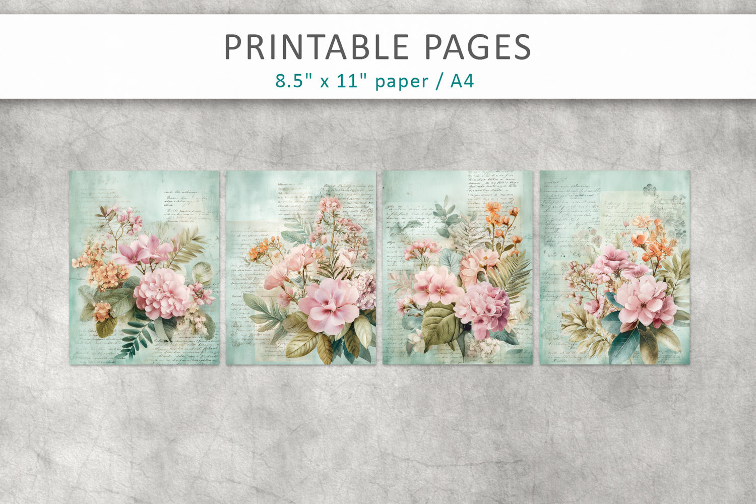 floral scrapbook supplies, junk journal product image 1