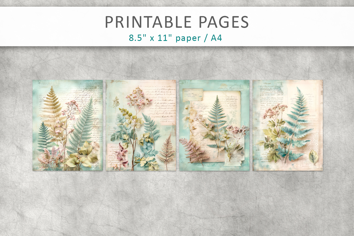 romantic botanical junk journal, floral scrapbook product image 1