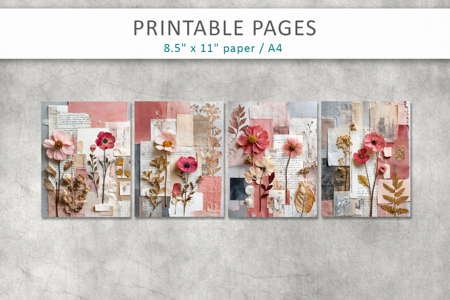botanical collage, vintage floral product image 1