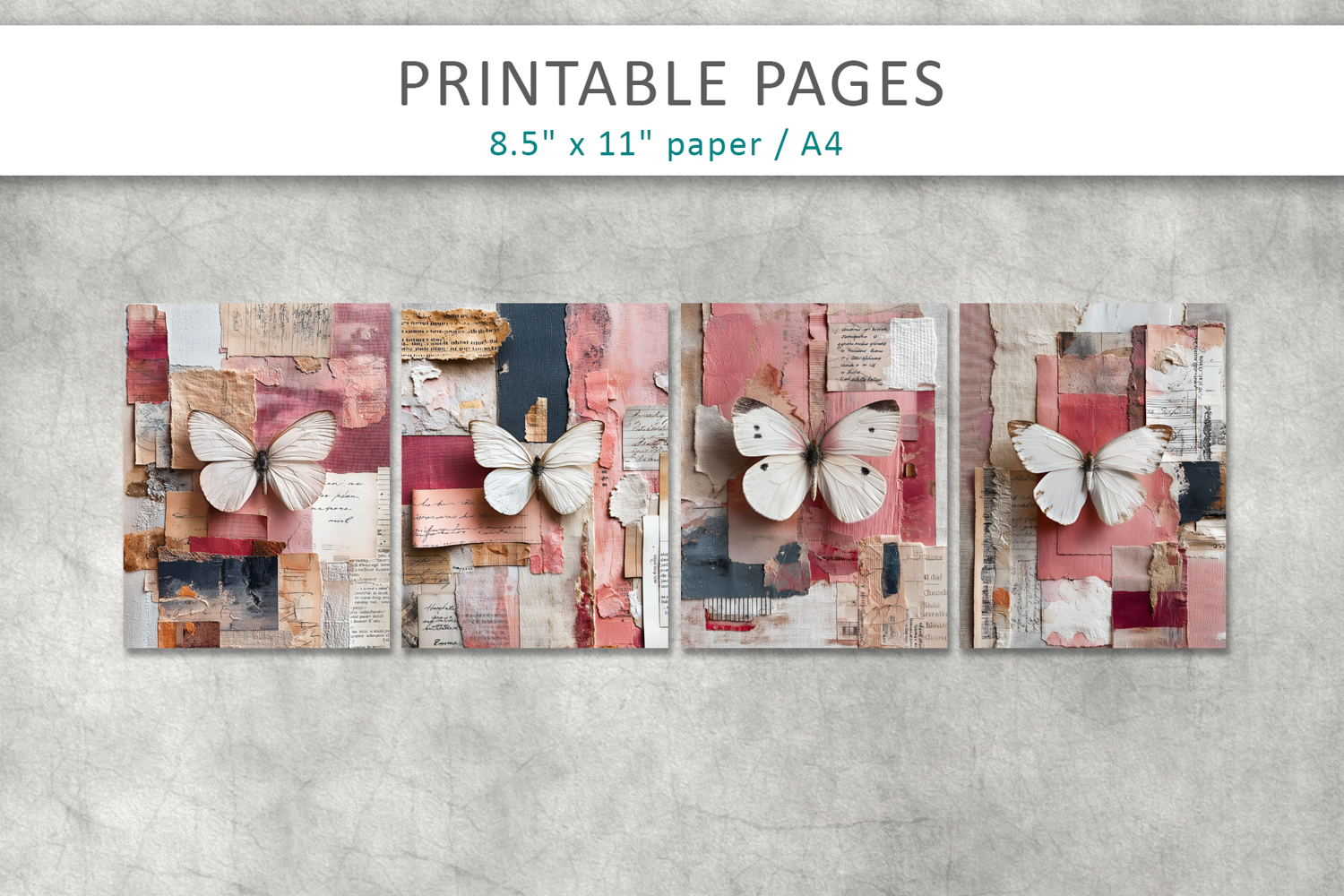 butterfly junk journal, mixed media collage product image 1