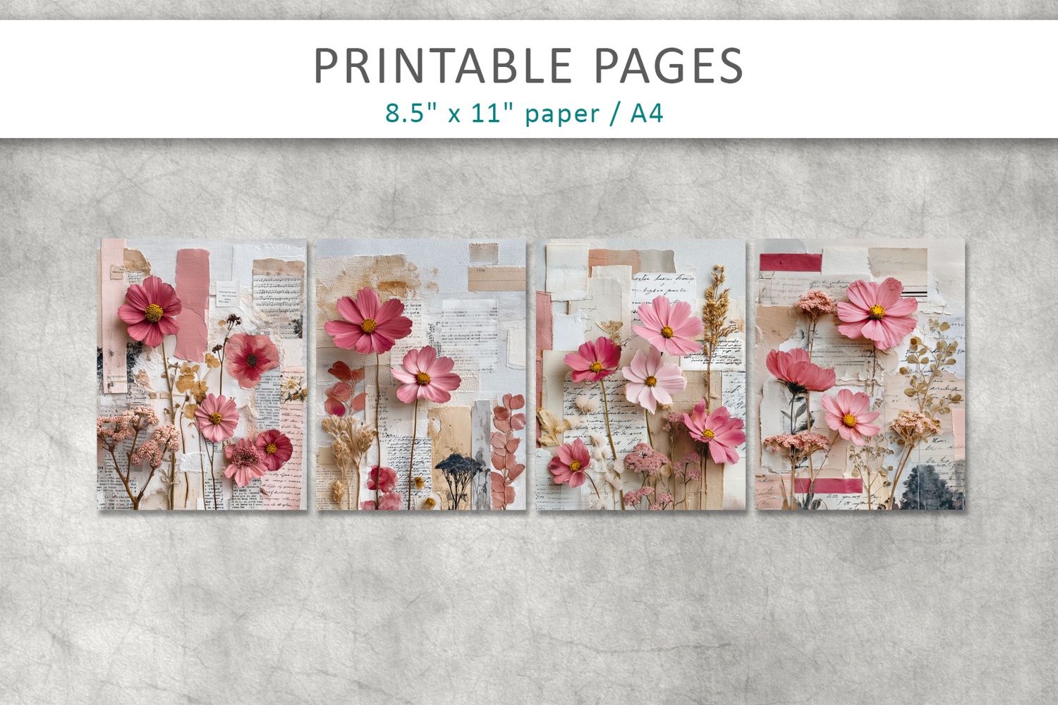 vintage floral junk journal, handmade style product image 1