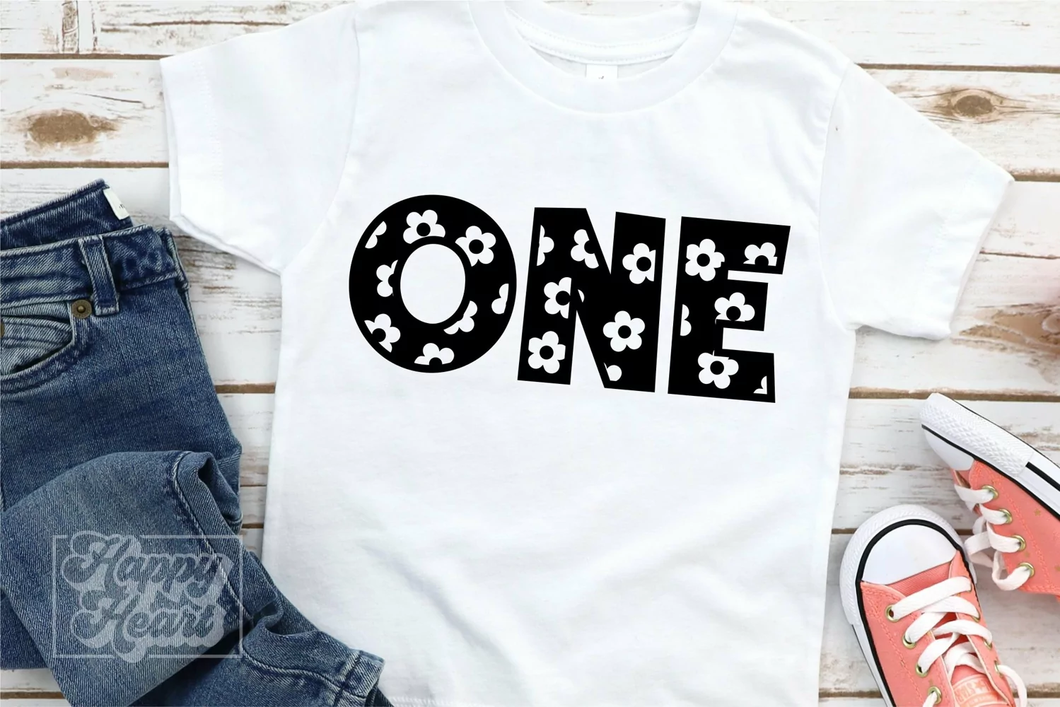 Flower One SVG PNG - 1st Birthday Girl Floral One SVG product image 1