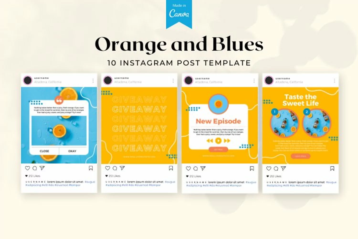 Orange and Blues Instagram Canva Templates product image 1