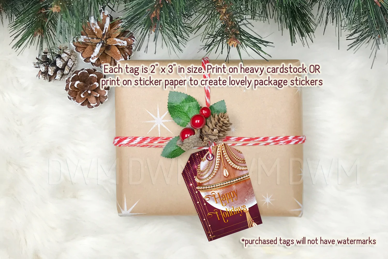 Christmas Ornate Decor Printable Gift Tags & Sheet product image 1