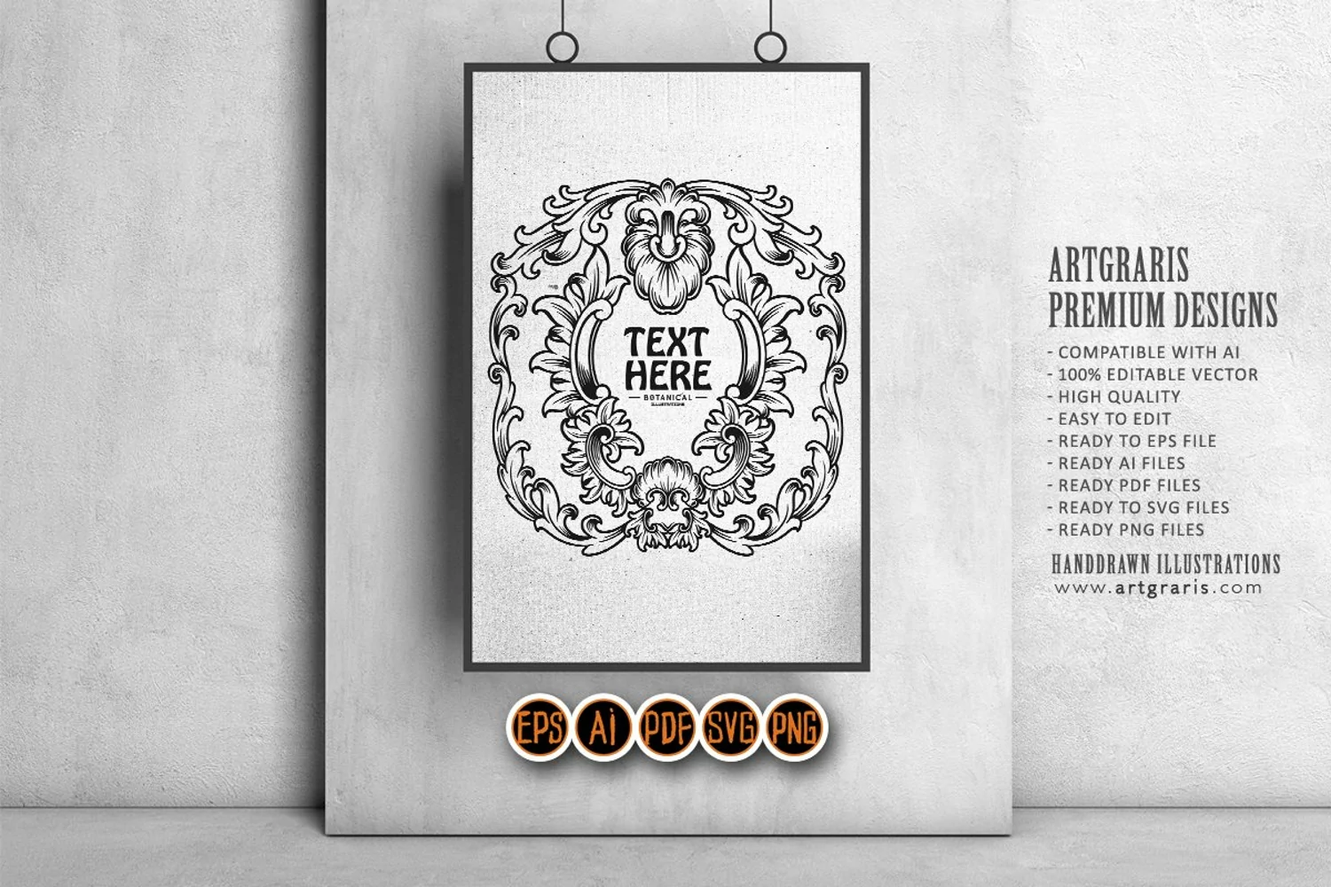 Ornate frame label vintage flourish ornament monochrome product image 1