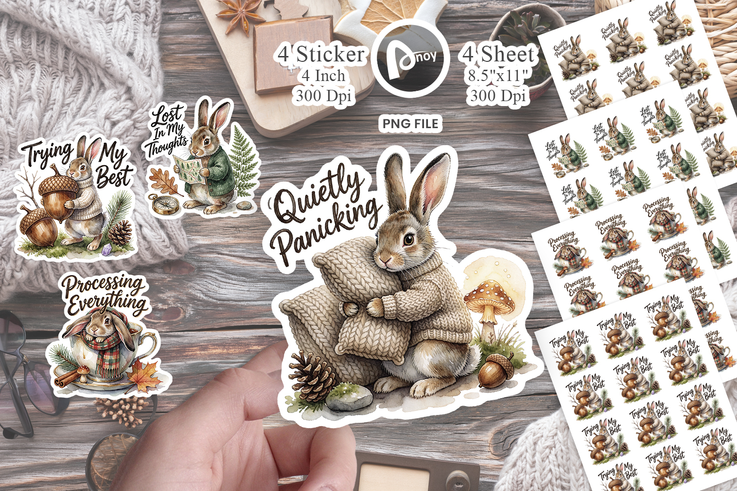 Overthinking Rabbit Forest Sticker product image 1
