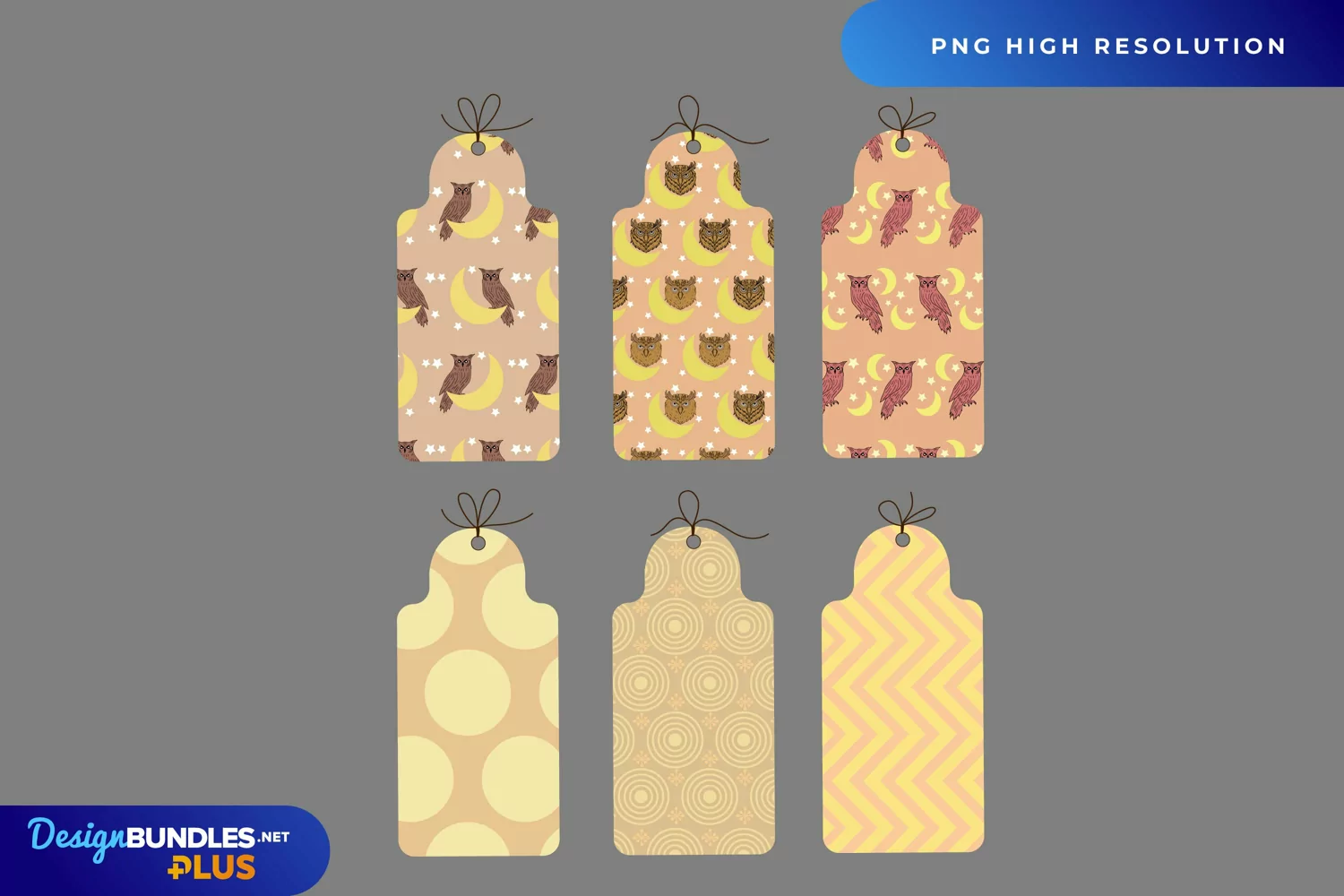 Owl and Moon Patterned Tags product image 1