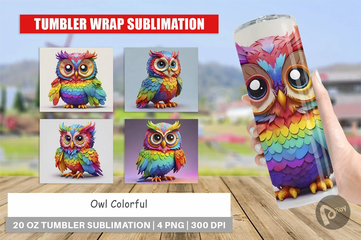 Tumbler Sublimation Wra Owl Colorfulp product image 1