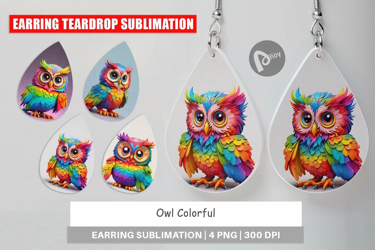 Earring Teardrop Owl Colorful product image 1