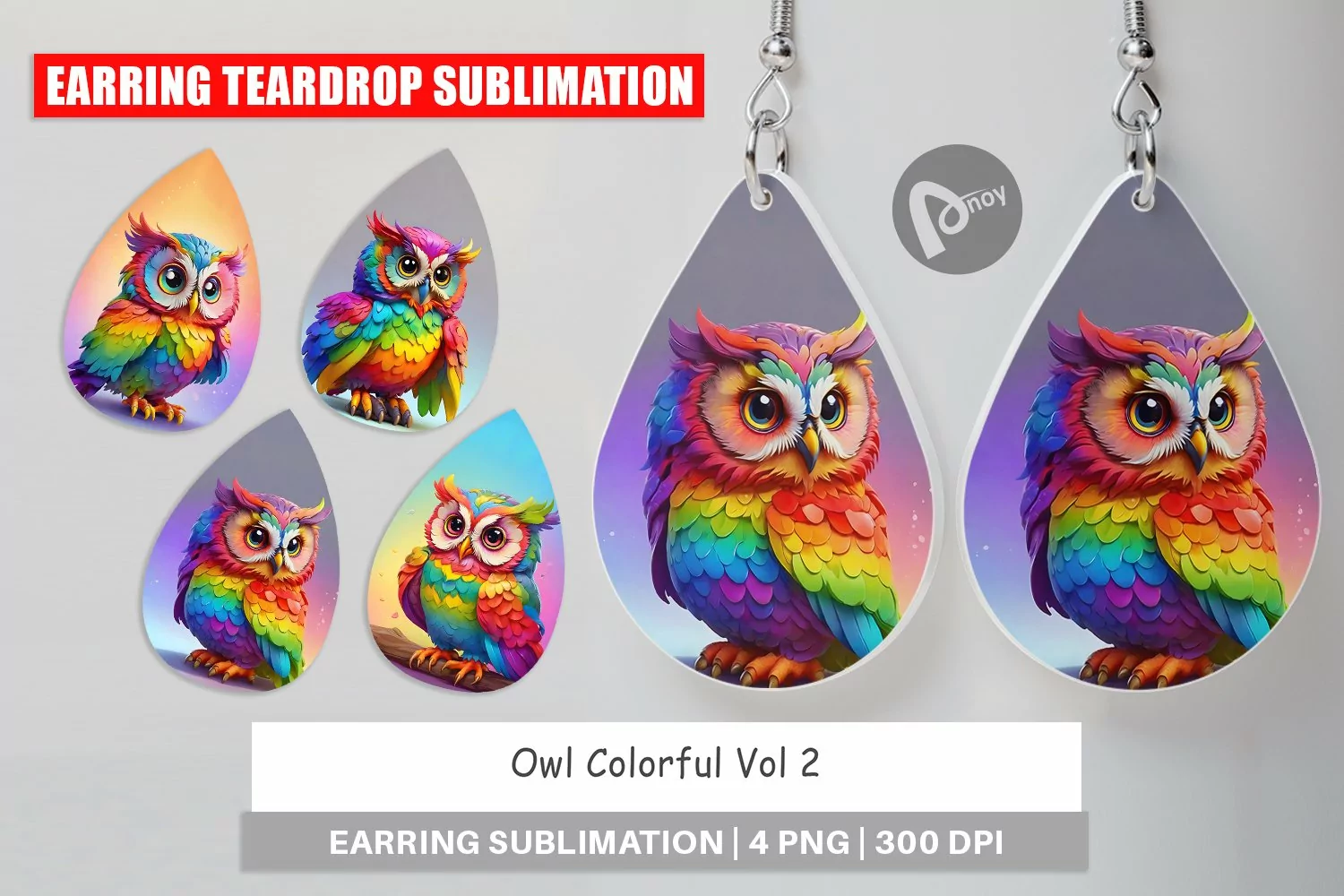 Earring Teardrop Owl Colorful product image 1