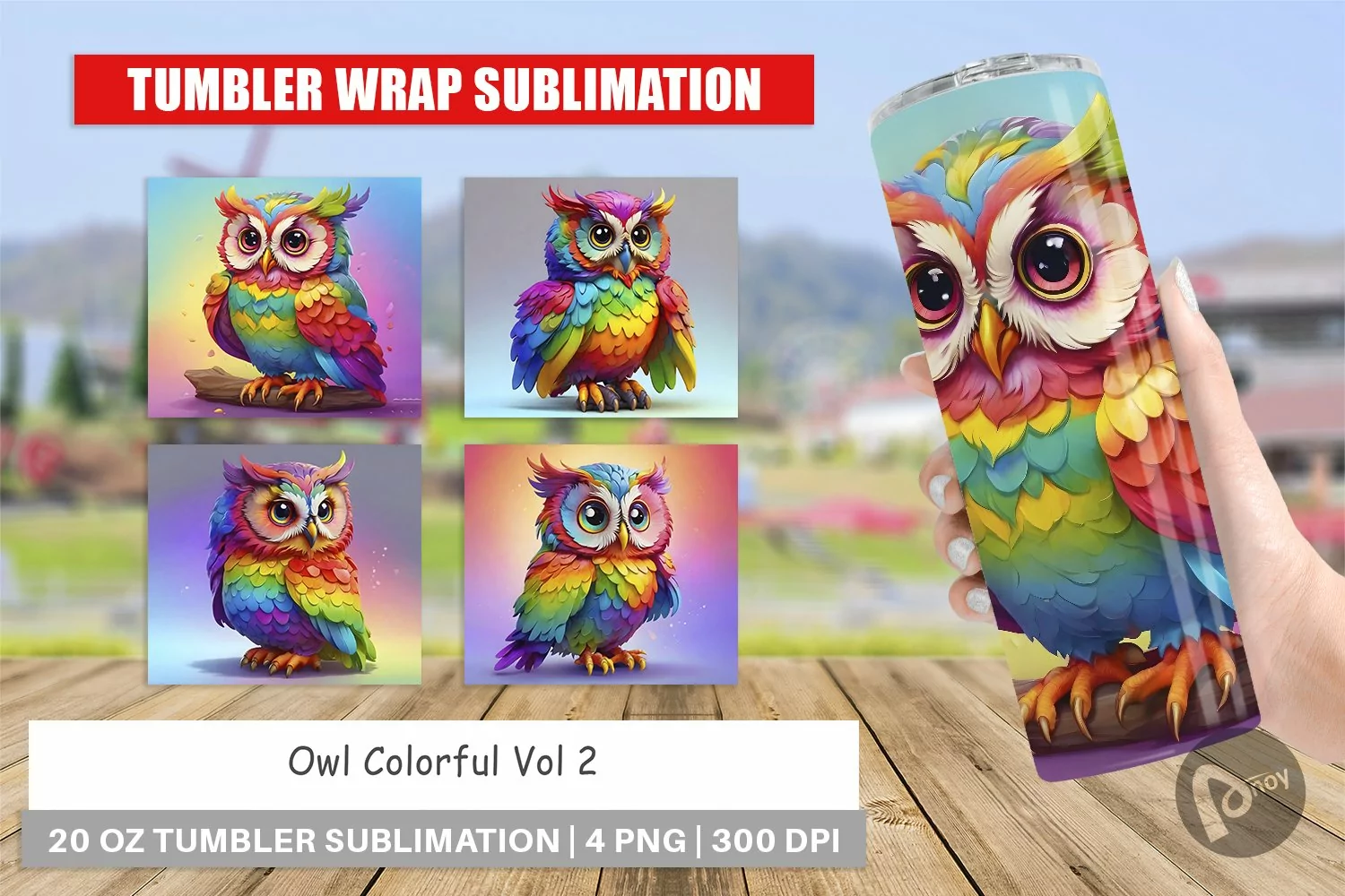 Tumbler Sublimation Wra Owl Colorfulp product image 1