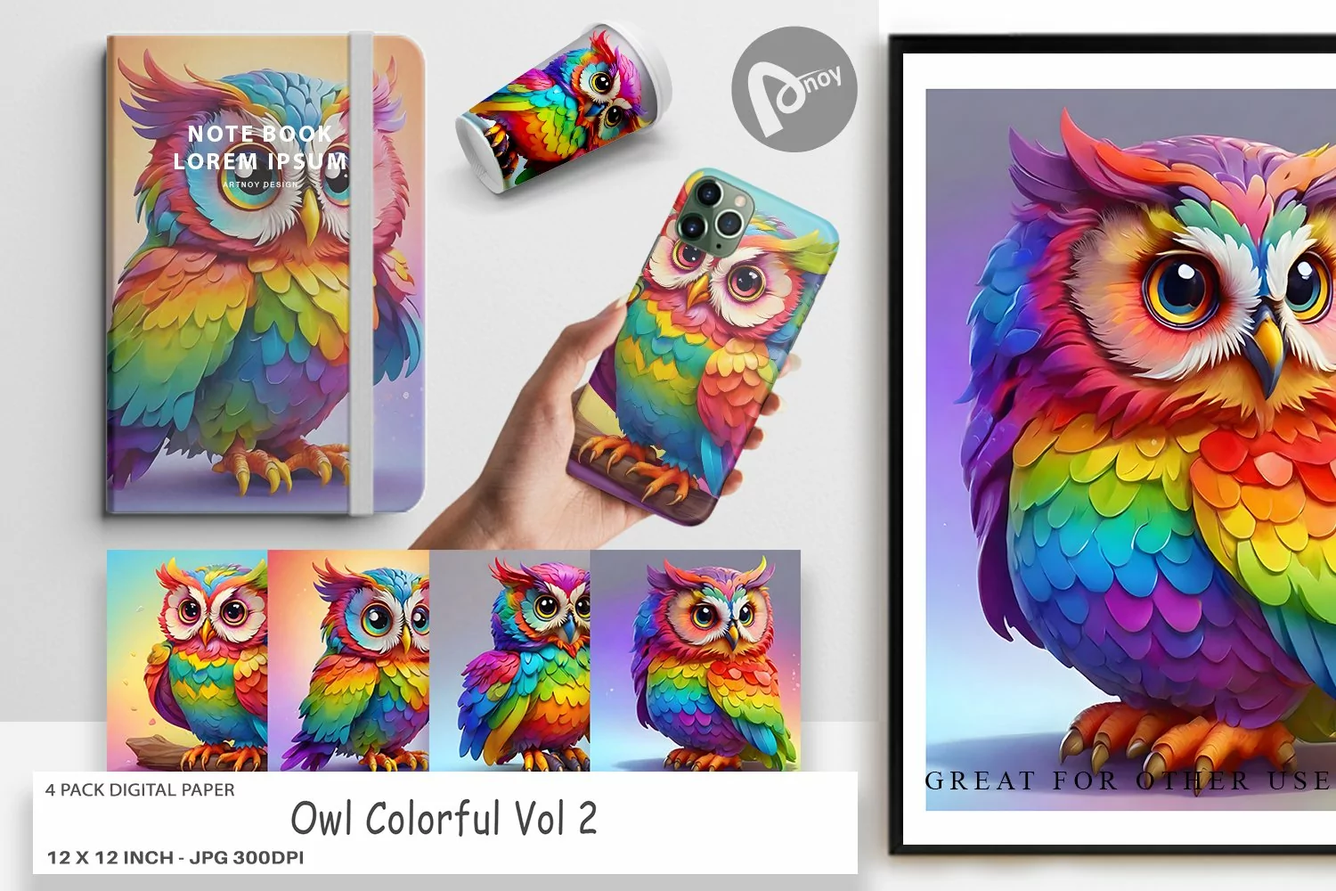 Digital Paper Owl Colorful product image 1