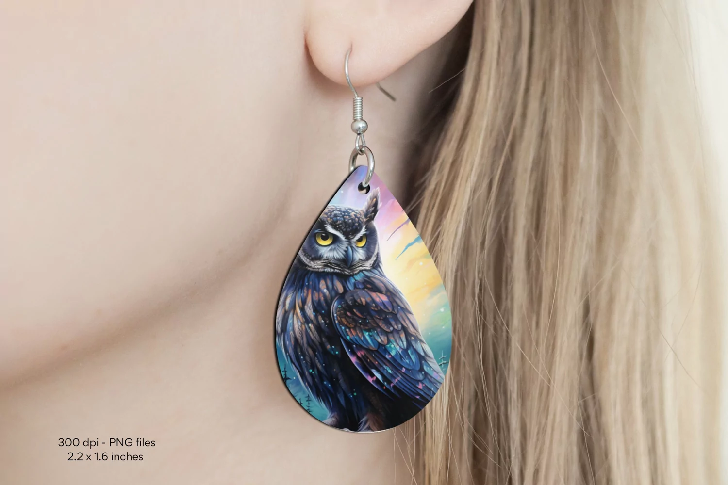 Owl Teardrop Earring Sublimation Watercolor Owl Earrings