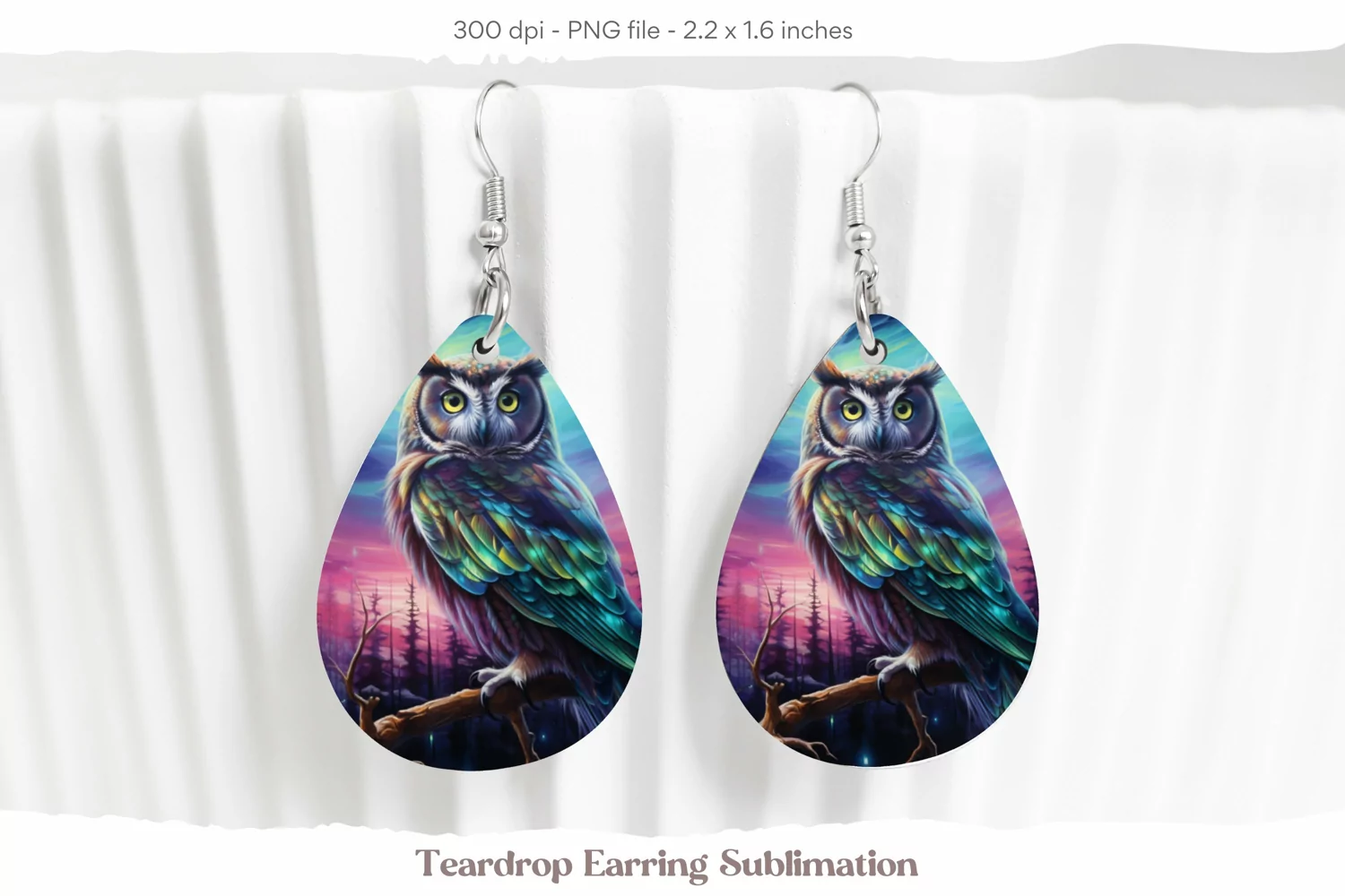 Owl Teardrop Earring Sublimation Watercolor Owl Earrings