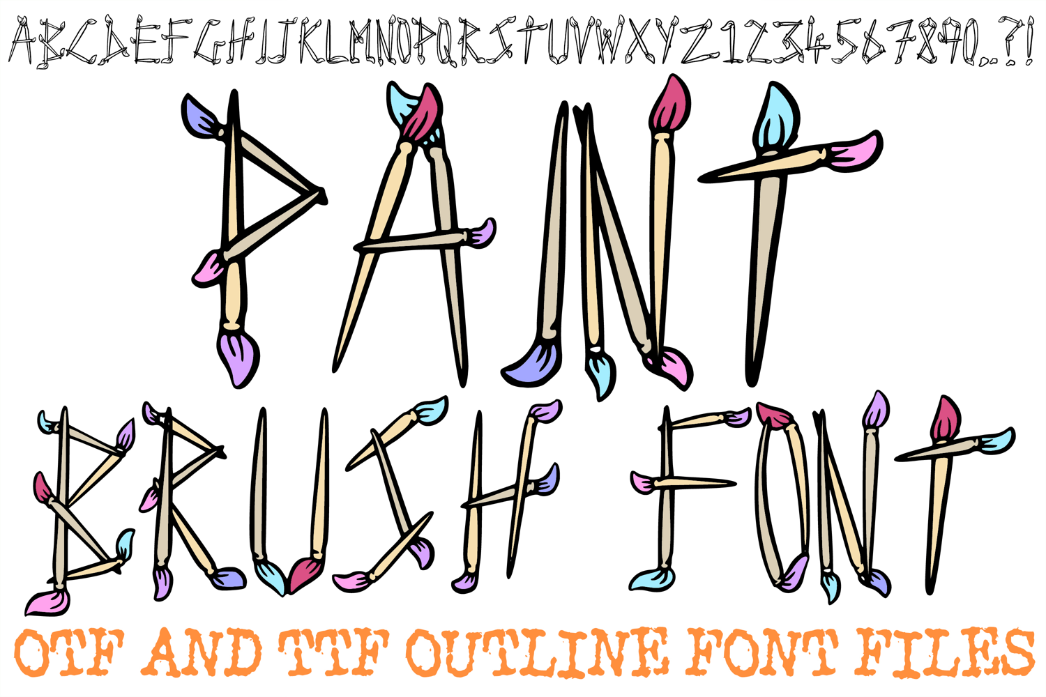 Paint Brush Font Art Creative Lettering ABC OTF Type Hand Drawn by Squeeb Creative