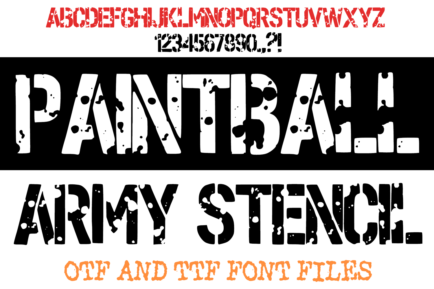 Paintball Army Stencil Font Military Spray Grunge Typeface Alphabet OTF by Squeeb Creative