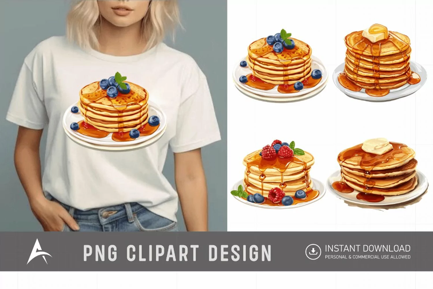 Watercolor Pancakes Clipart product image 1
