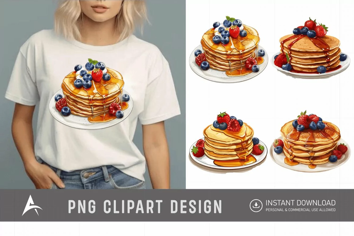 Watercolor Pancakes Clipart product image 1